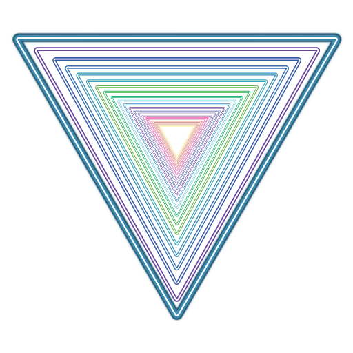 CrystalEyez triangle icon in the popular neon coloring